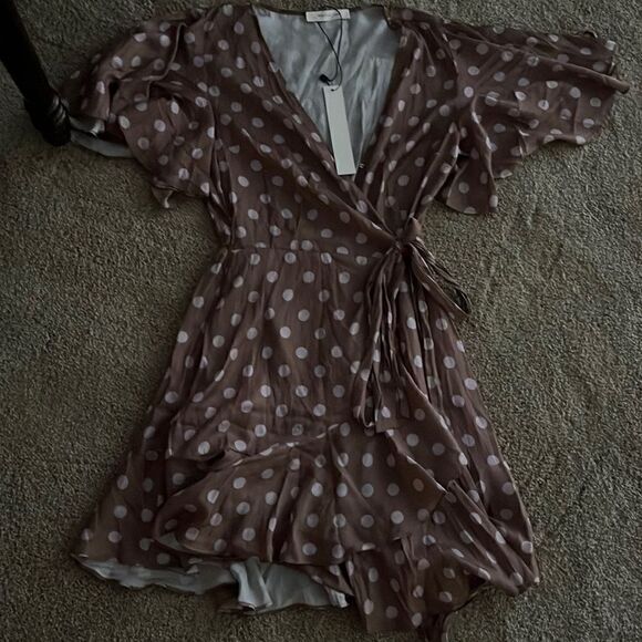 Mustard Seed brown romper with white polka dots - Picture 1 of 4